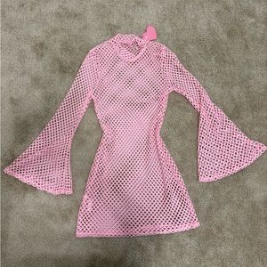 dolla kills sugar thrillz pink fishnet dress.